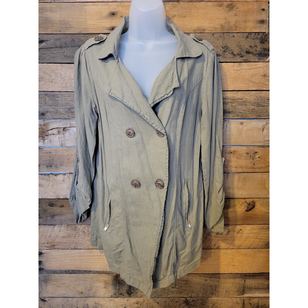 SALE-My Beloved women's green 100% linen utility jacket size small